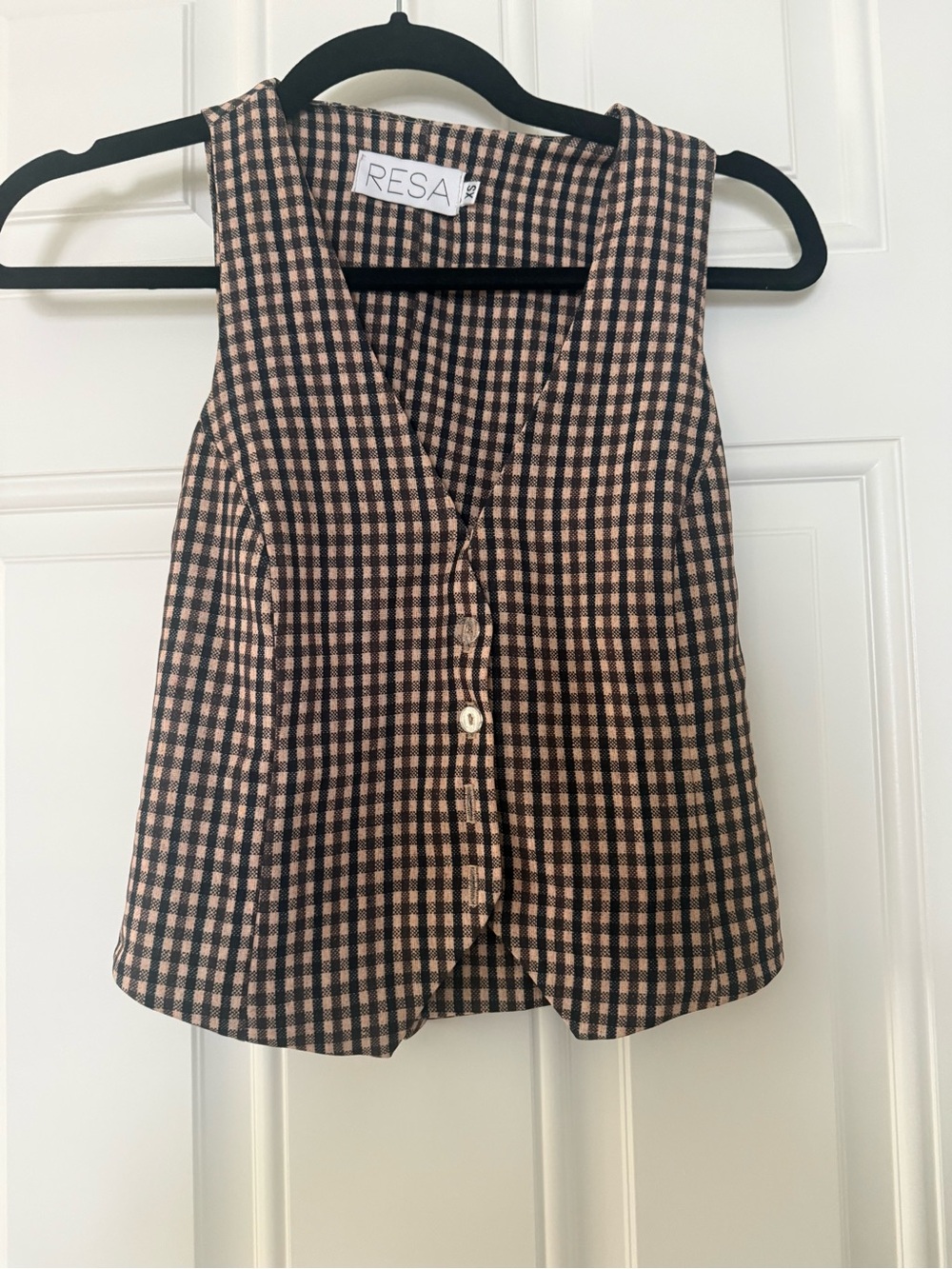RESA Black and Pink Gingham Sleeveless Vest